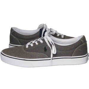 Polo Ralph Lauren Keaton Canvas Sneakers Shoes Gray Men's Size 10.5 FITS 10